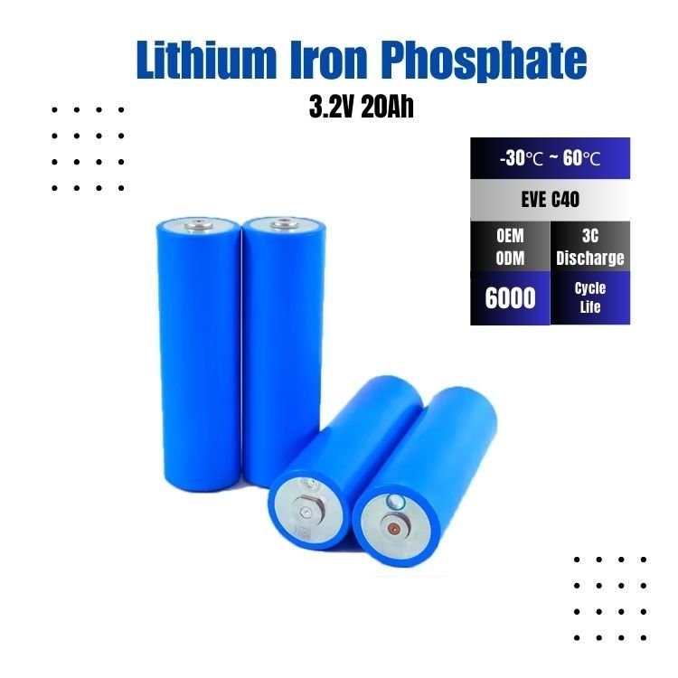 LFP Battery Cell EVE C40 3.2v 20ah Lifepo4 Cell 5000 Cycles High Safety