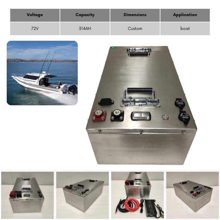 IP67 Marine Lithium Battery Waterproof Lifepo4 Battery 72V 314Ah 24KWh For Electric Small Boat