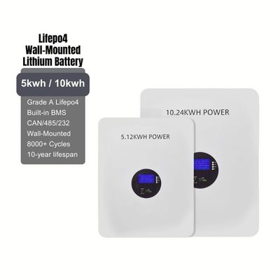 Safe 5KWH Lifepo4 Battery Wall Mounted Energy Storage Battery Space Saving