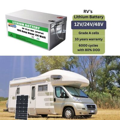 High Performance Lithium Deep Cycle RV Battery 24V100Ah Customizable